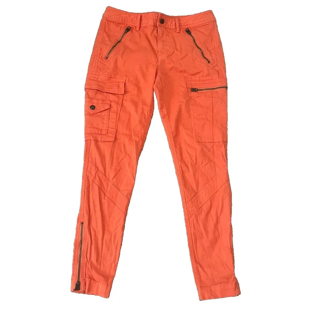 Polo Ralph Lauren Cargo Pants Women's 8‎ Orange Zip Utility Gorpcore